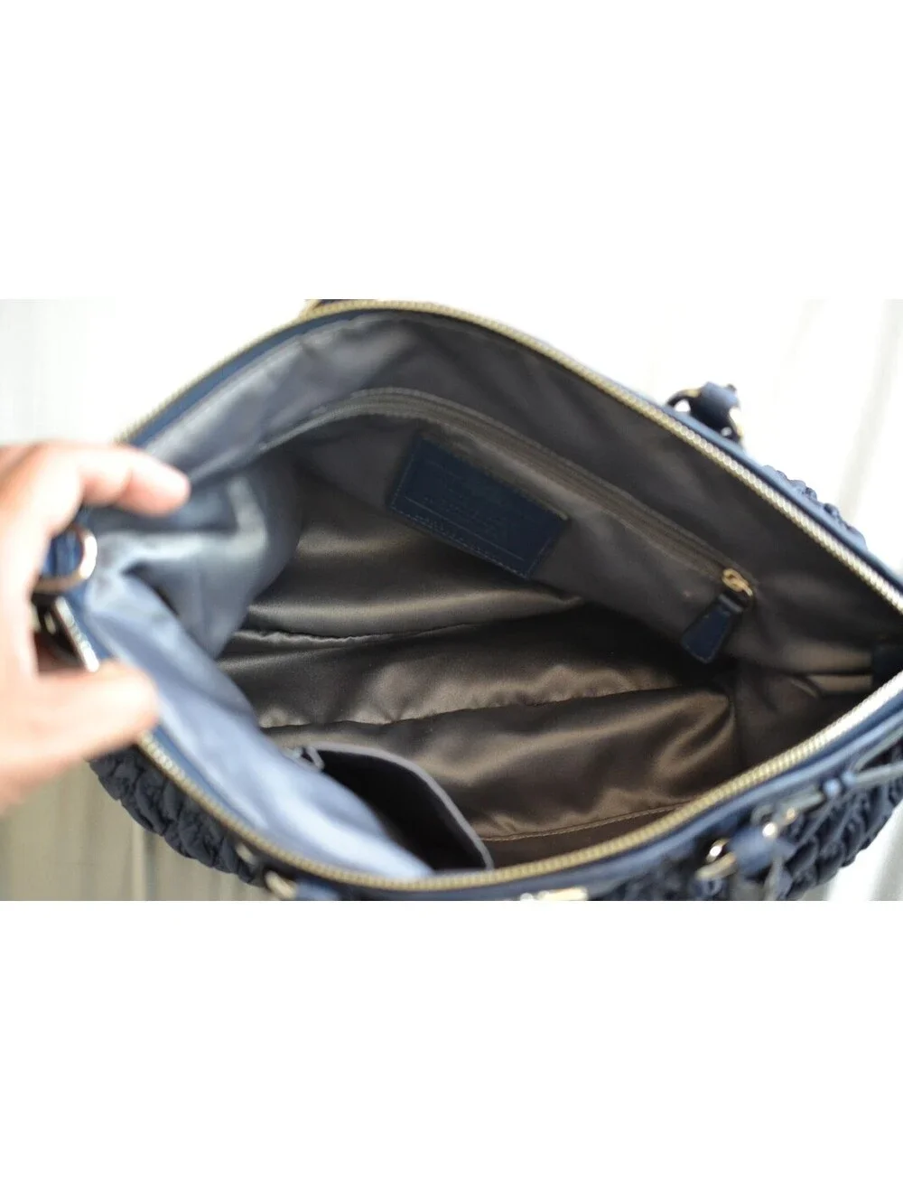 Coach Madison Sophia 18637 70th Anniversary Navy Quilted Chevron Satchel Bag